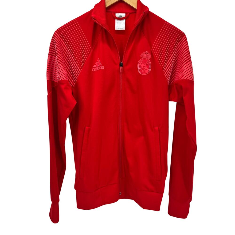adidas Real Madrid Jacket Mens Small Red Soccer FC Icon Track Top Full Zip‎ 2018